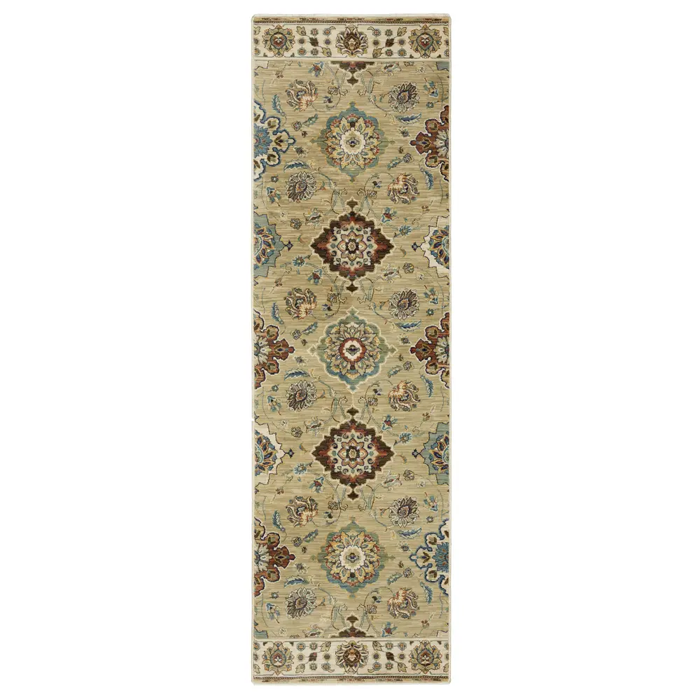 Francesca FR05D Tan/ Multi Indoor Area Rug - 2'3
