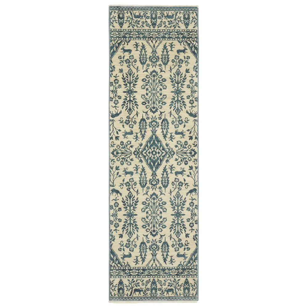 Francesca FR08H Ivory/ Blue Indoor Area Rug - 2'3
