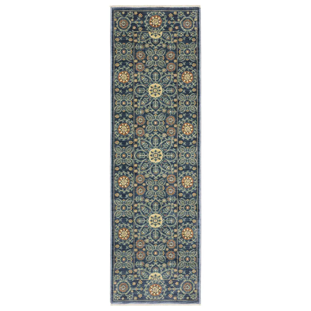 Francesca FR11B Blue/ Rust Indoor Area Rug - 2'3