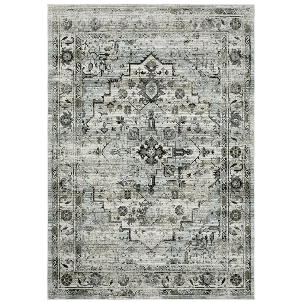 Gemini 020Z2 Grey/ Blue Indoor Area Rug - 7'10