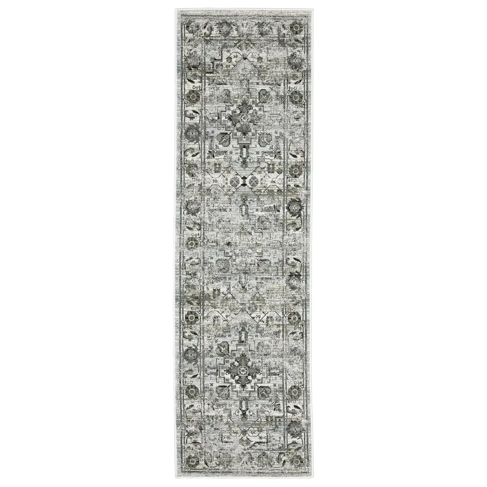 Gemini 020Z2 Grey/ Blue Indoor Area Rug - 2'3