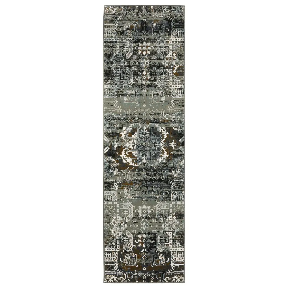 Gemini 2060V Charcoal/ Multi Indoor Area Rug - 2'3