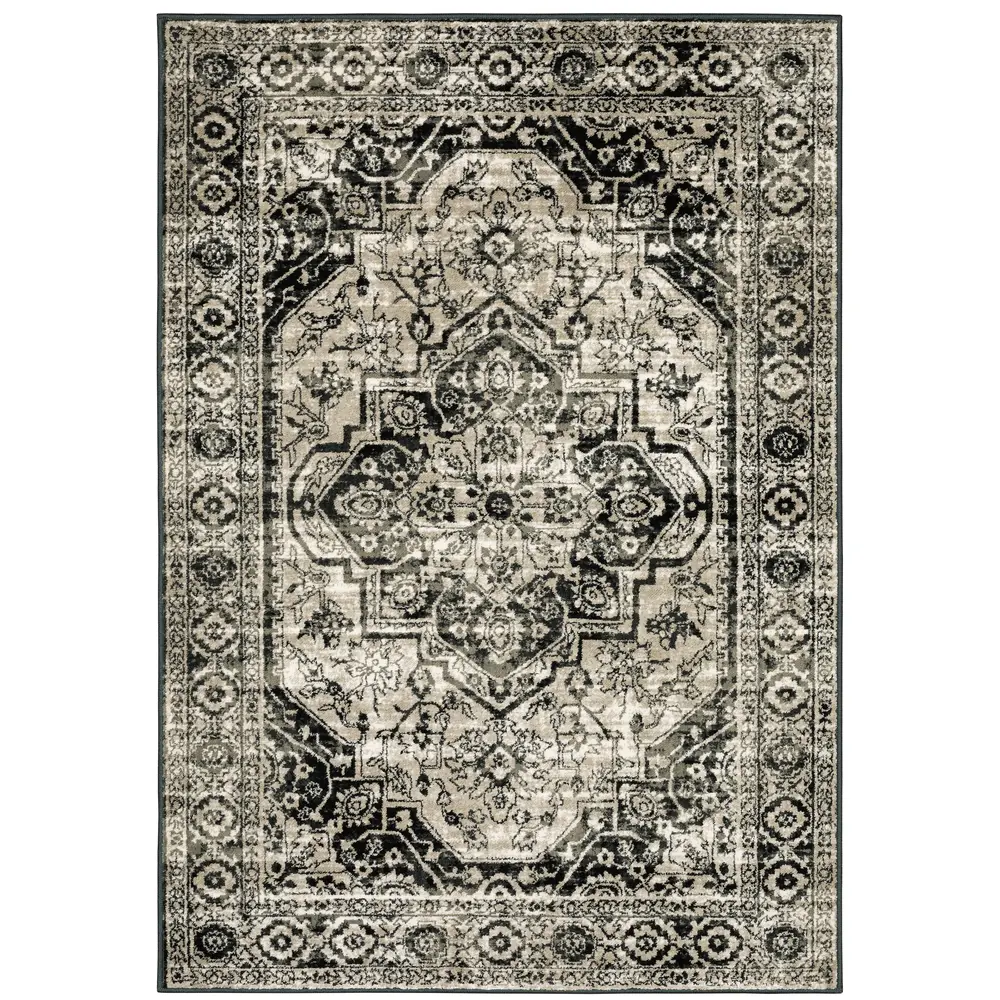 Georgia 429G0 Grey/ Black Indoor Area Rug - 6'7