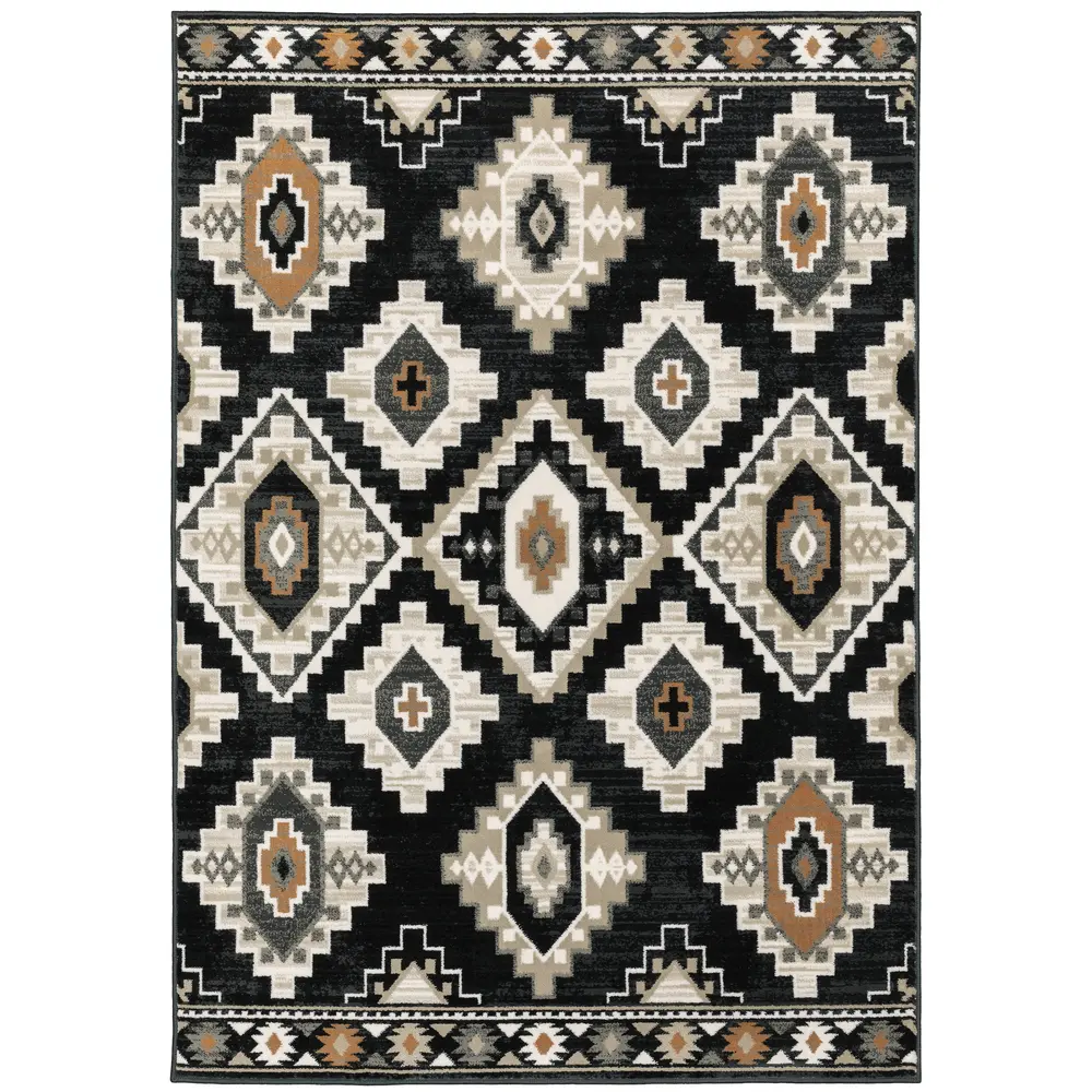Georgia 605F0 Charcoal/ Ivory Indoor Area Rug - 5'3