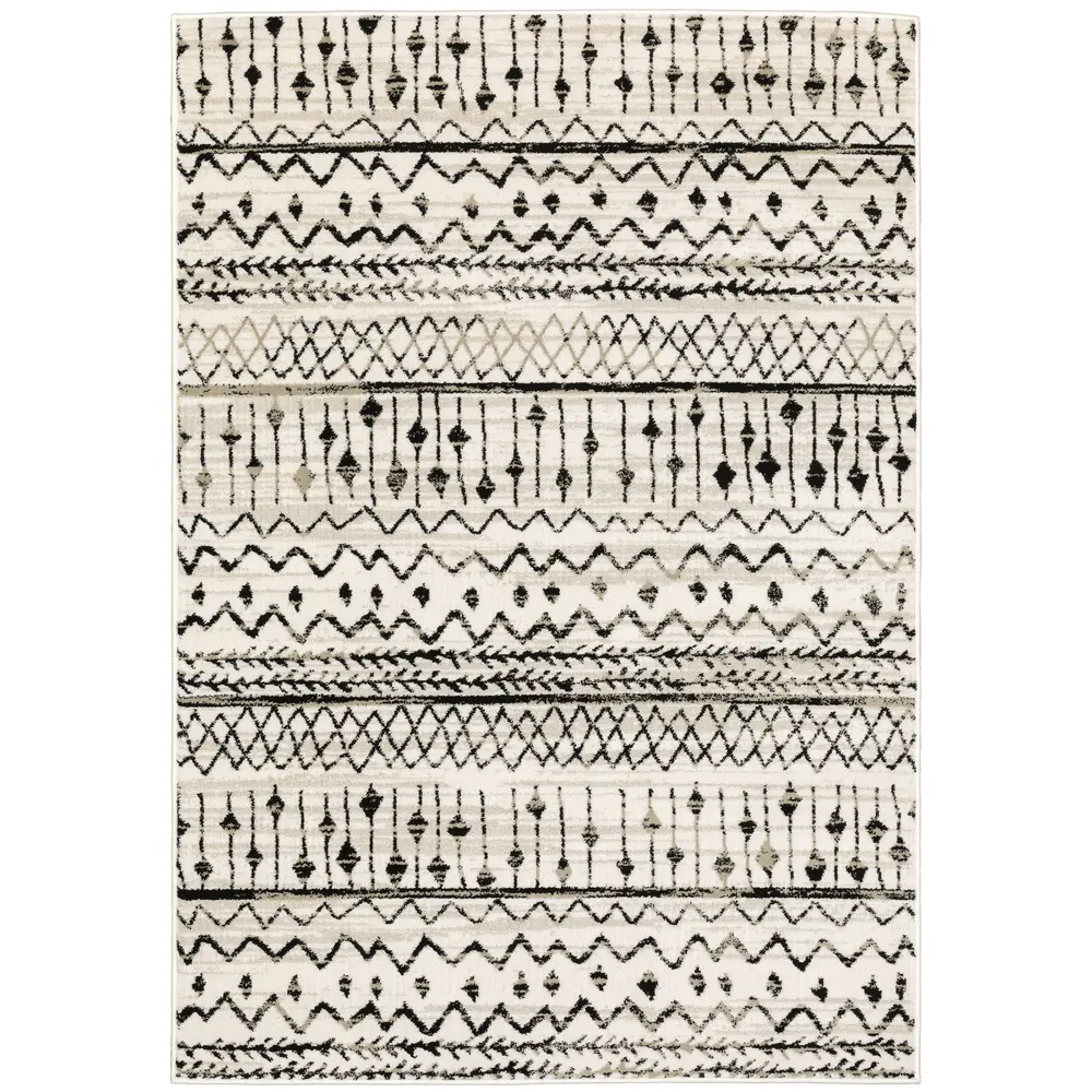 Georgia 8826E Ivory/ Black Indoor Area Rug - 5'3
