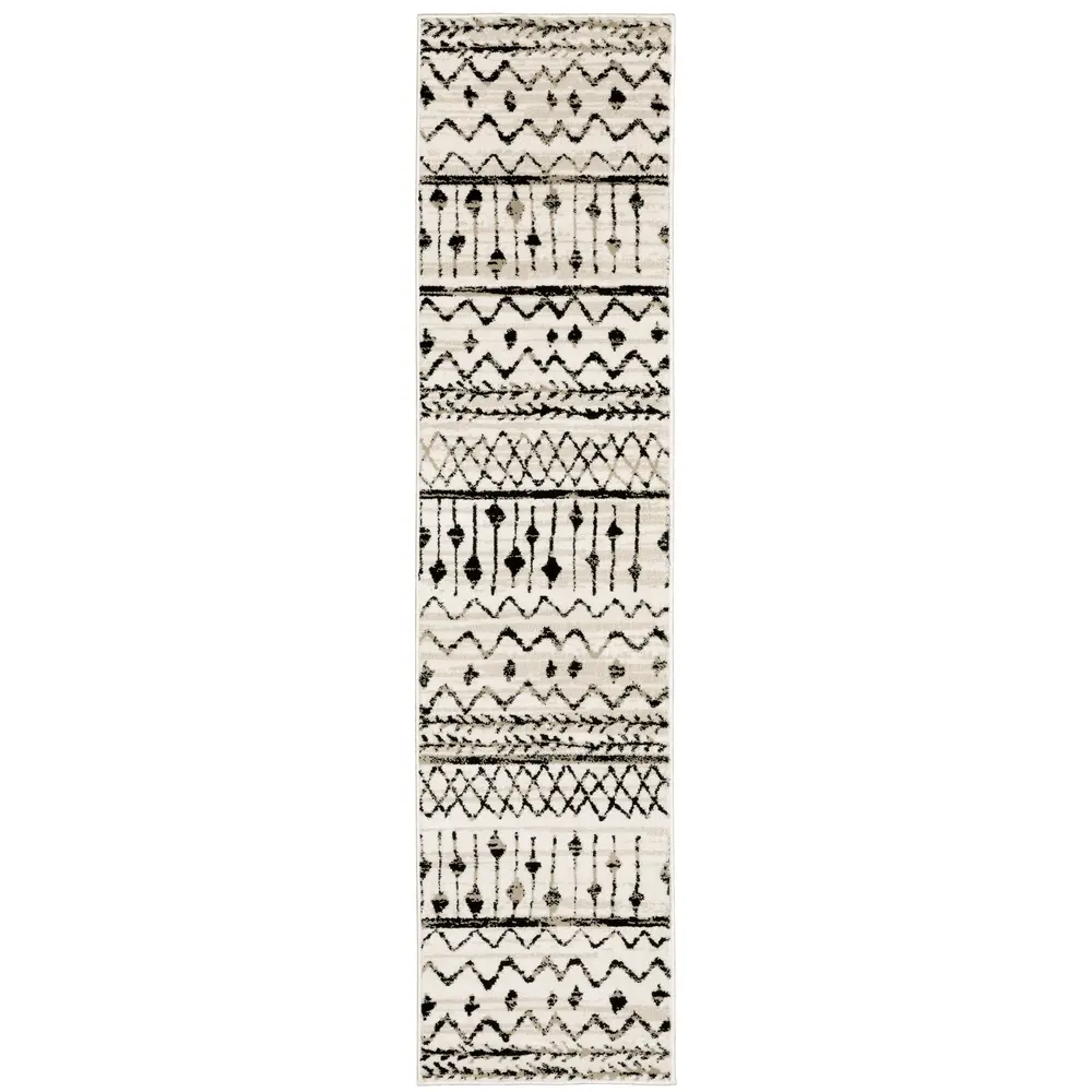 Georgia 8826E Ivory/ Black Indoor Area Rug - 1'10