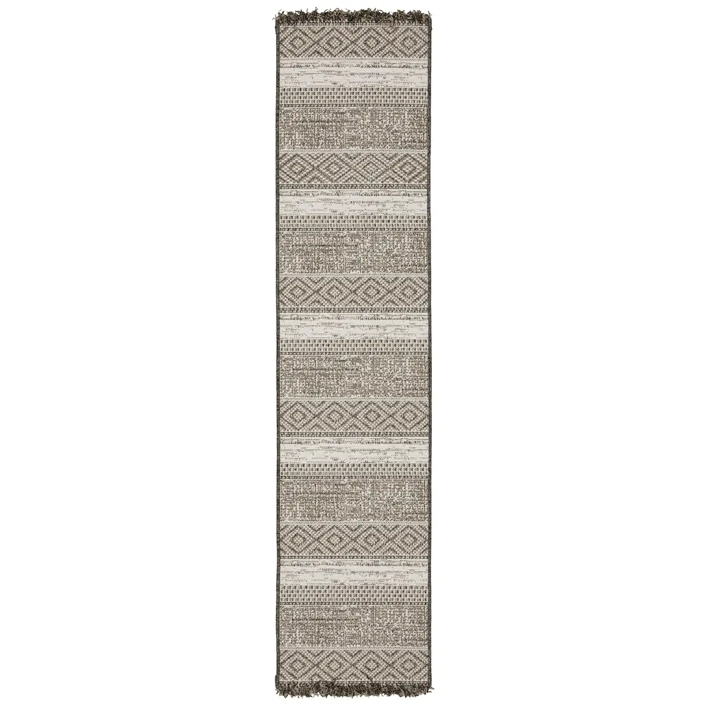 Gillian 1622E Beige/ Black Indoor/Outdoor Area Rug - 1'10