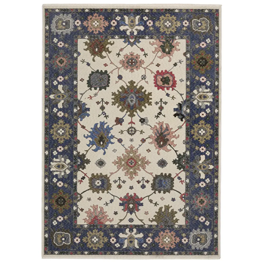 Hastings HA01E Blue/ Ivory Indoor Area Rug - 5'3