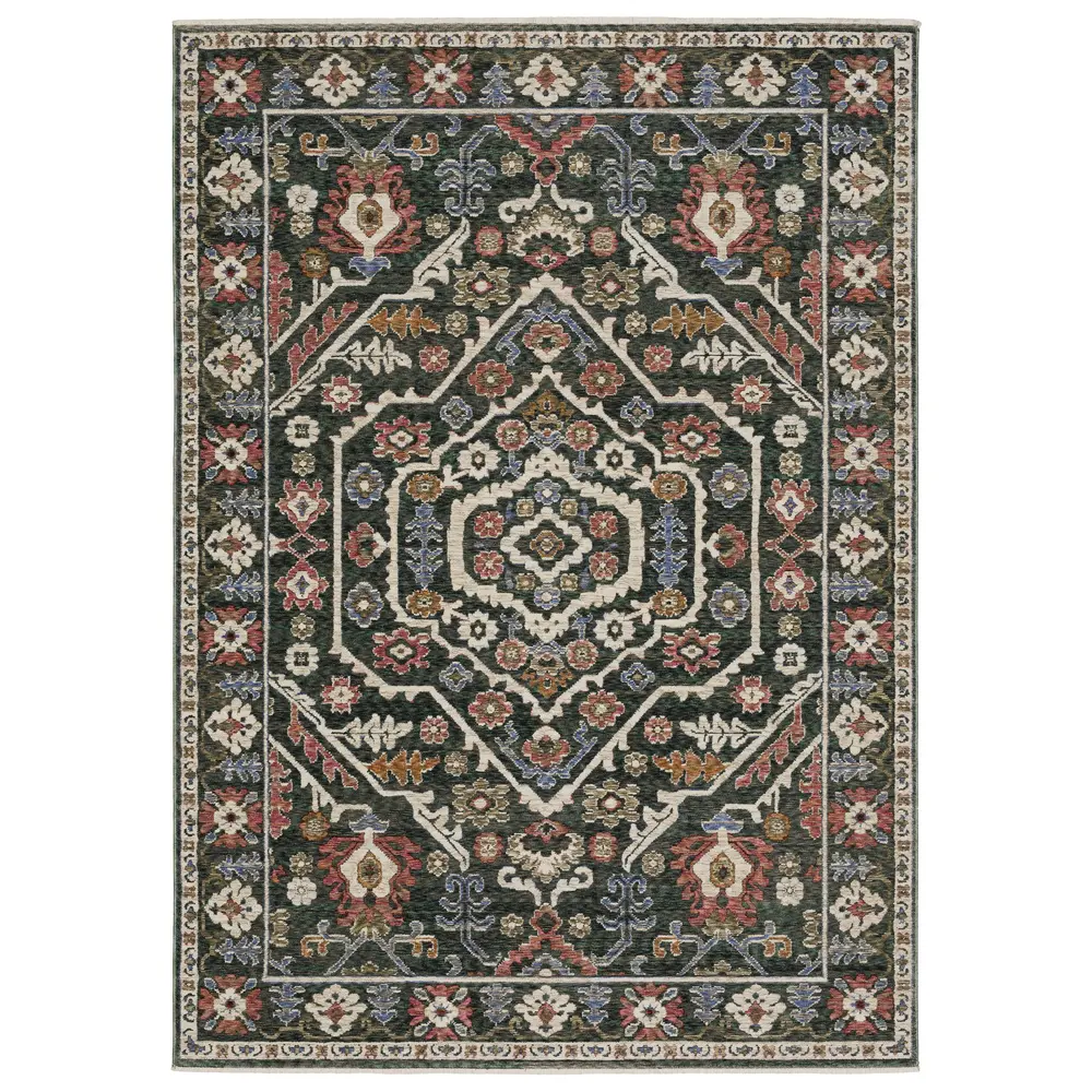 Hastings HA02B Green/ Pink Indoor Area Rug - 7'10