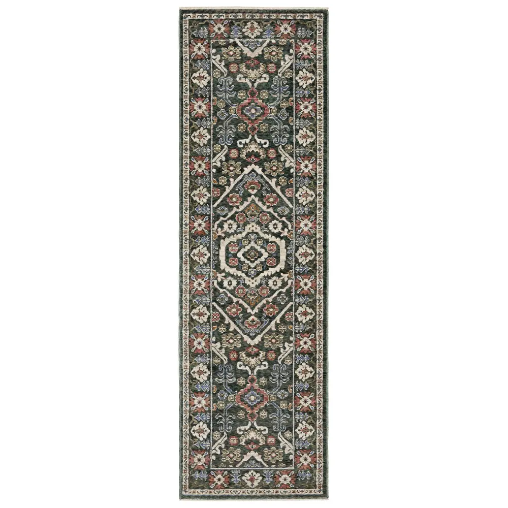 Hastings HA02B Green/ Pink Indoor Area Rug - 2'3