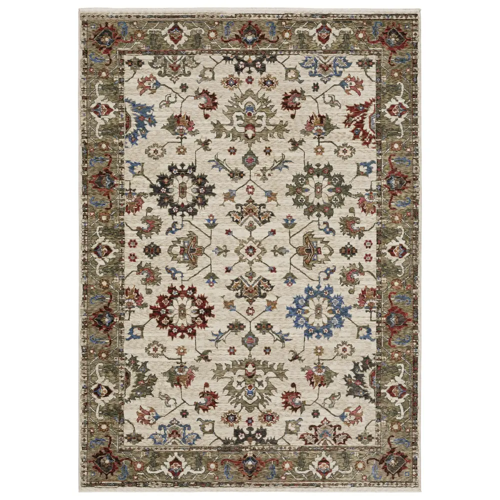 Hastings HA03W Ivory/ Green Indoor Area Rug - 5'3