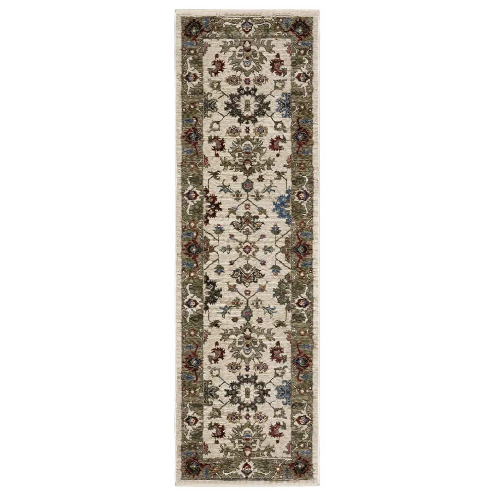 Hastings HA03W Ivory/ Green Indoor Area Rug - 2'3