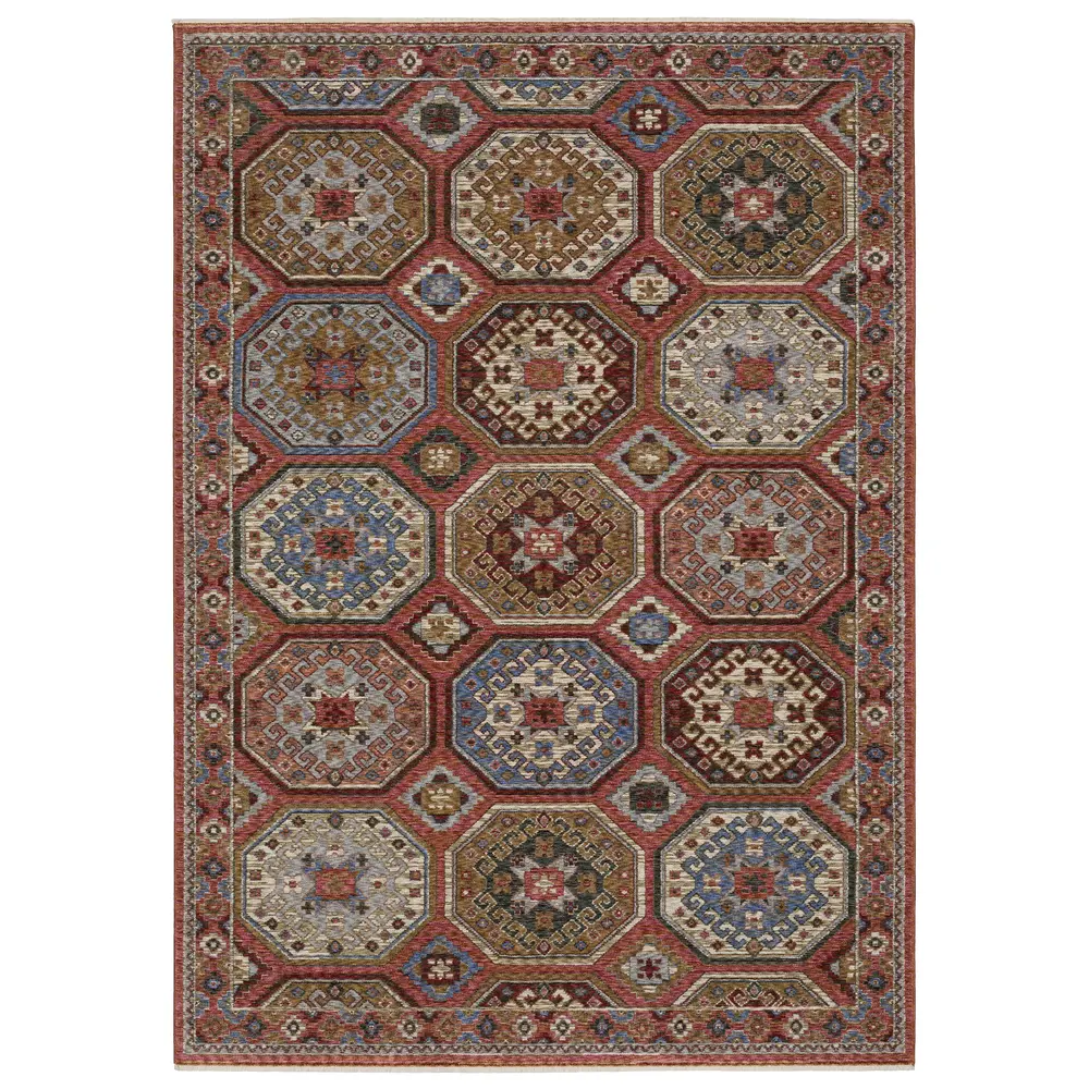 Hastings HA05R Pink/ Red Indoor Area Rug - 5'3