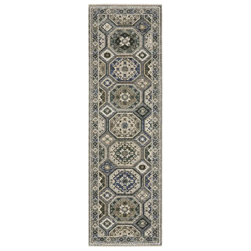 Hastings HA05H Ivory/ Blue Indoor Area Rug - 2'3