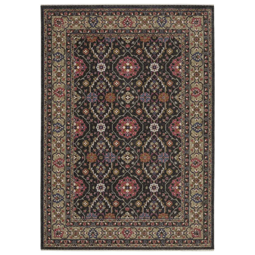 Hastings HA07D Charcoal/ Pink Indoor Area Rug - 5'3