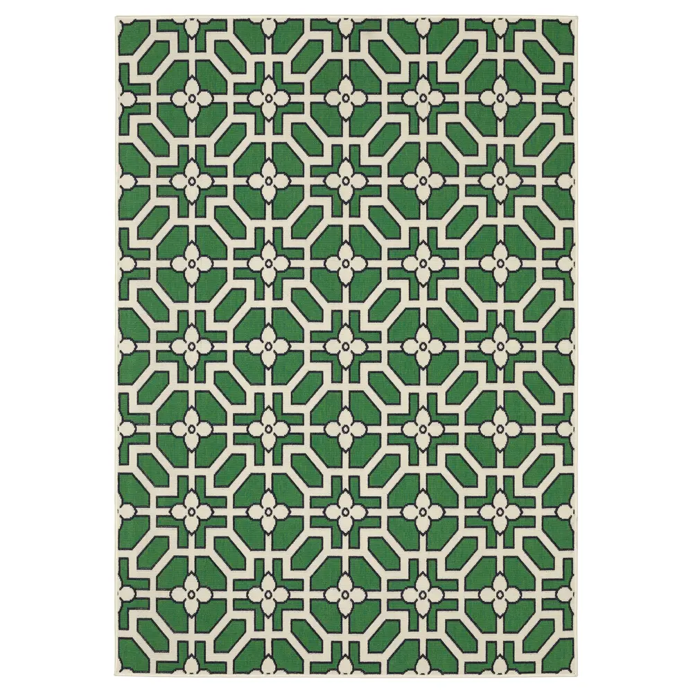Havana HAV01 Ivory/ Green Indoor/Outdoor Area Rug - 9'10