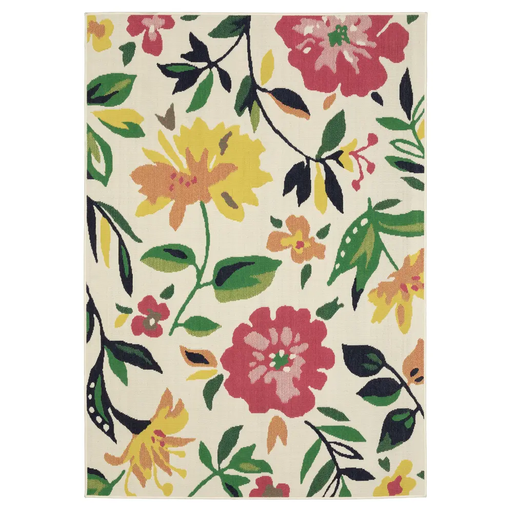 Havana HAV02 Ivory/ Multi Indoor/Outdoor Area Rug - 1'10