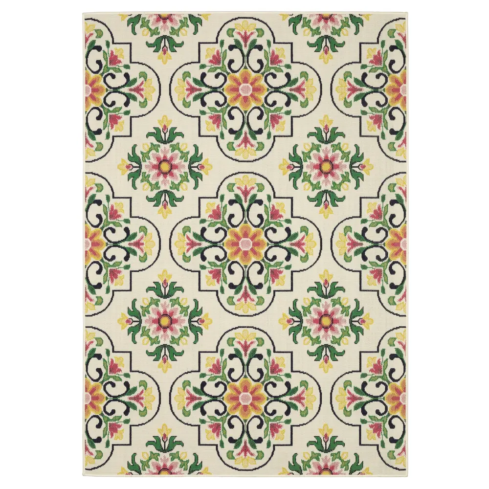 Havana HAV04 Ivory/ Multi Indoor/Outdoor Area Rug - 9'10