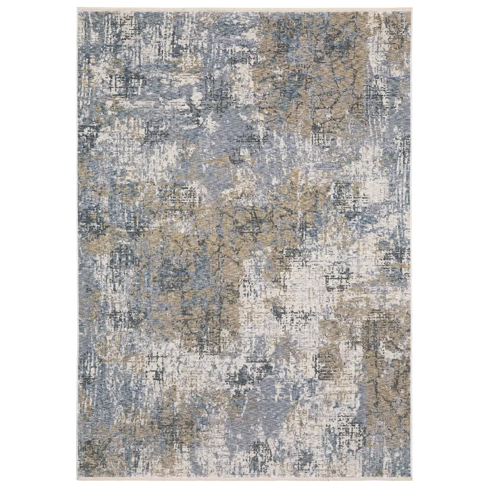 Hayden HAY08 Beige/ Blue Indoor Area Rug - 3'3