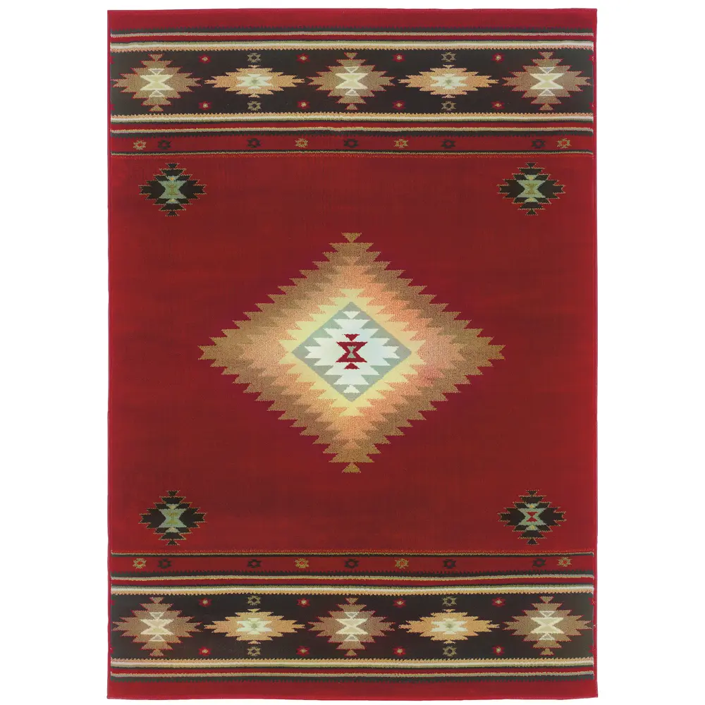 Hudson 087K1 Red/ Green Indoor Area Rug - 5'3