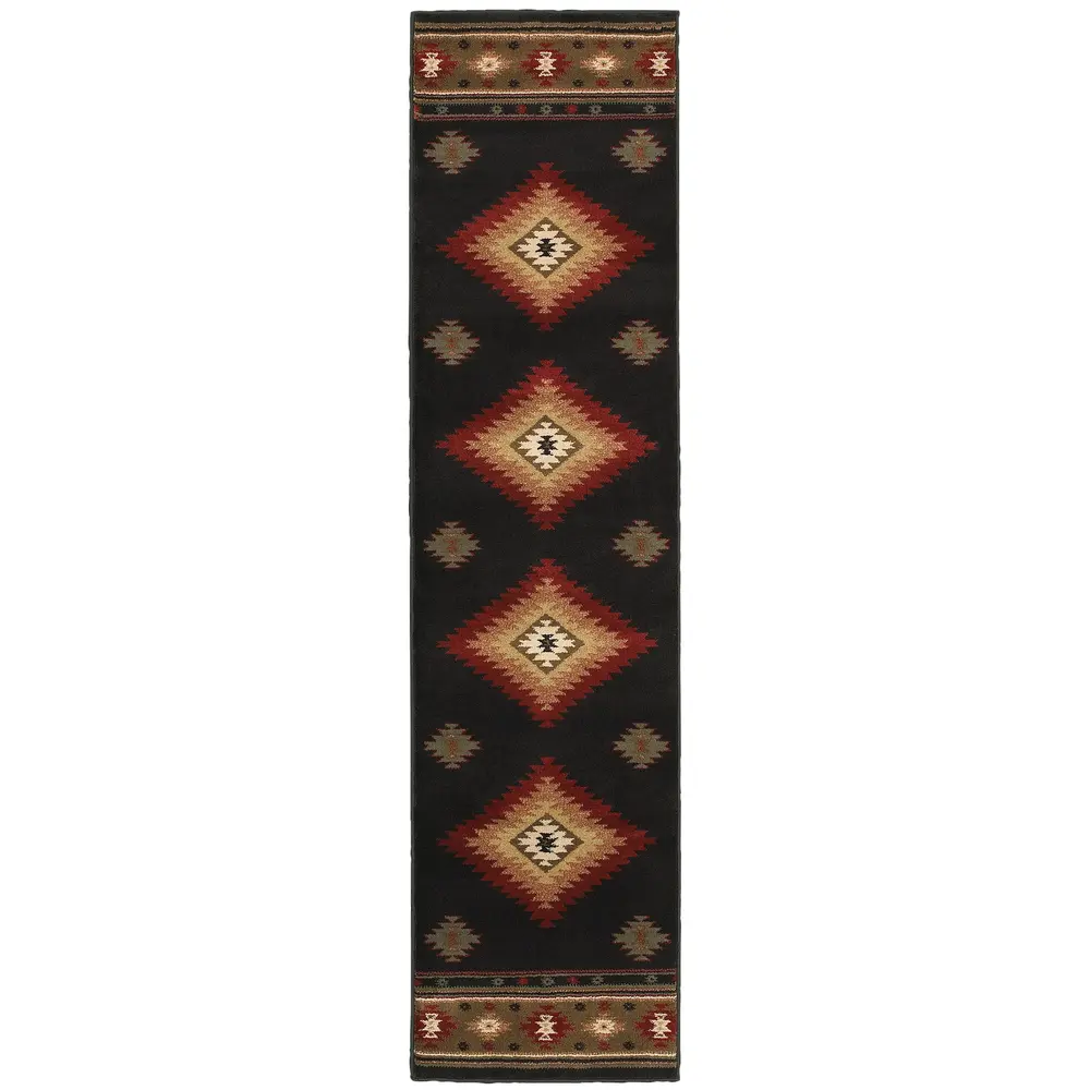 Hudson 087G1 Black/ Green Indoor Area Rug - 1'10