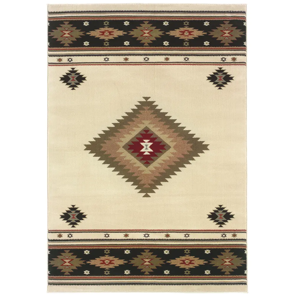 Hudson 087I1 Beige/ Green Indoor Area Rug - 1'10