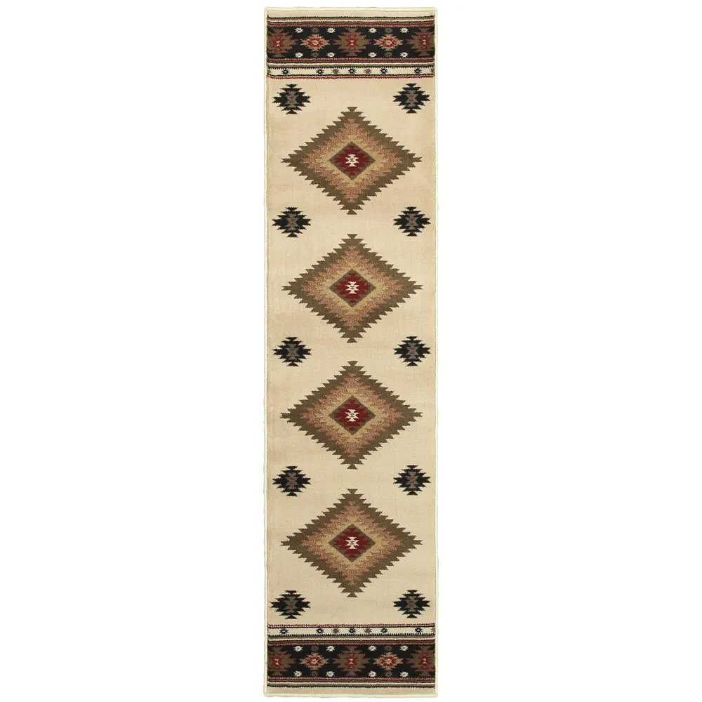 Hudson 087I1 Beige/ Green Indoor Area Rug - 1'10