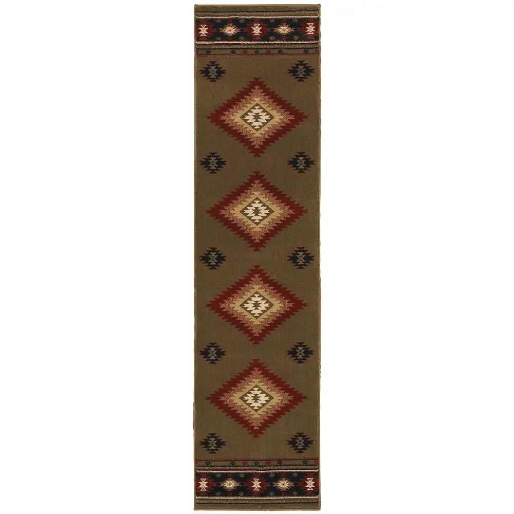 Hudson 087J1 Green/ Red Indoor Area Rug - 1'10