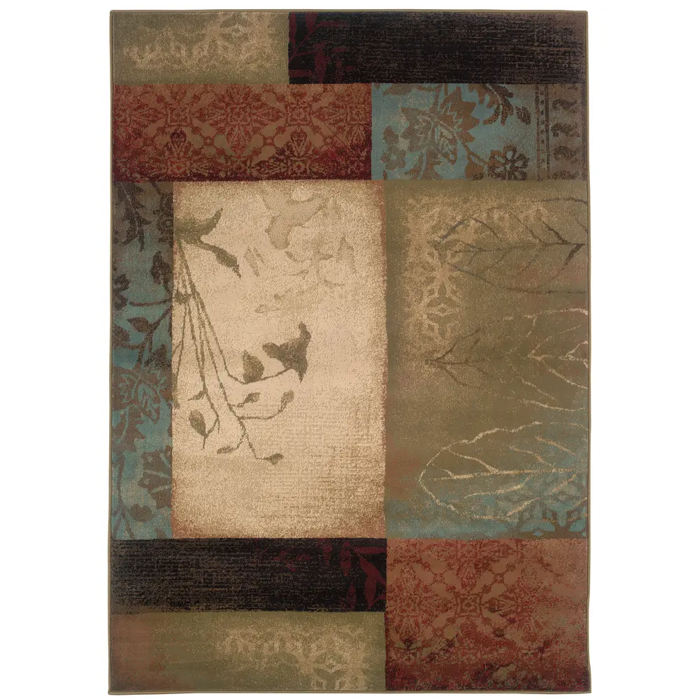 Hudson 040A1 Beige/ Green Indoor Area Rug - 3'10