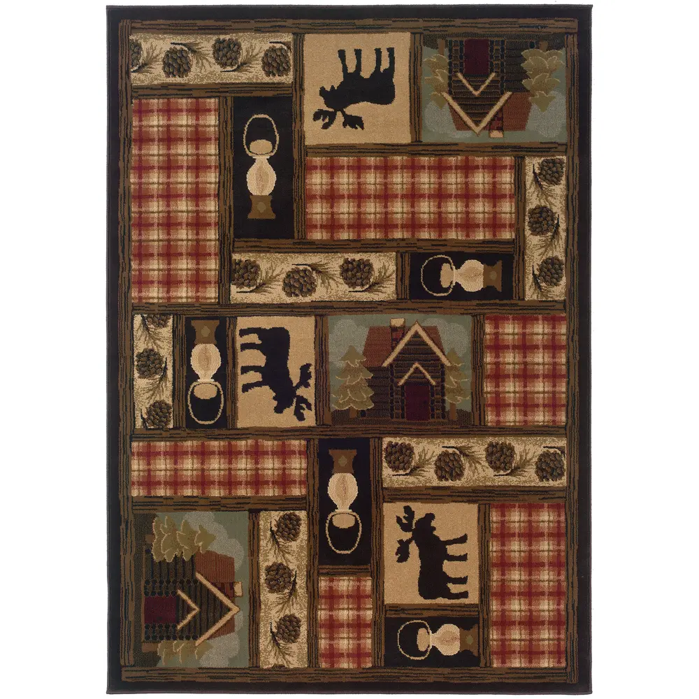 Hudson 1067A Brown/ Red Indoor Area Rug - 3'10