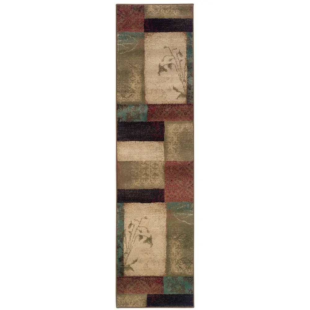 Hudson 040A1 Beige/ Green Indoor Area Rug - 1'10