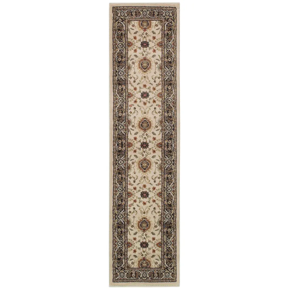 Hudson 1338C Beige/ Black Indoor Area Rug - 1'10