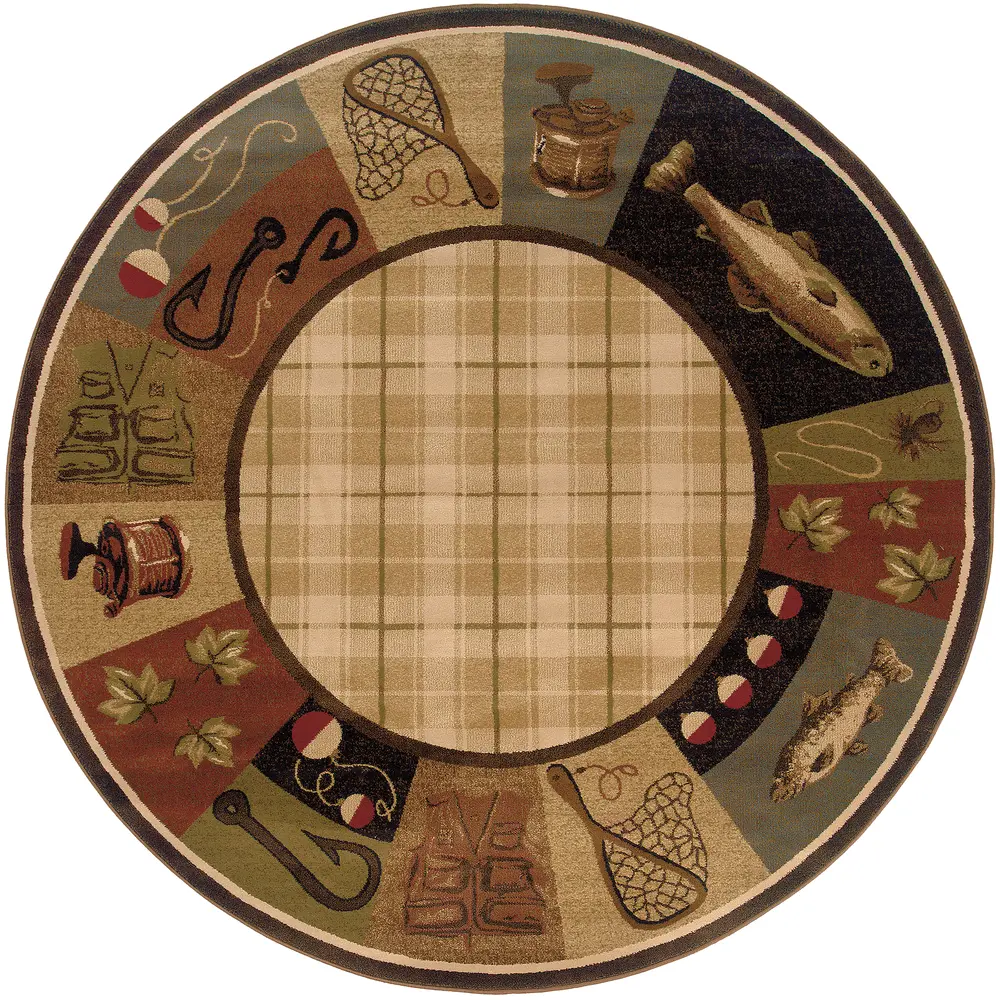 Hudson 1065B Beige/ Black Indoor Area Rug - 7'8