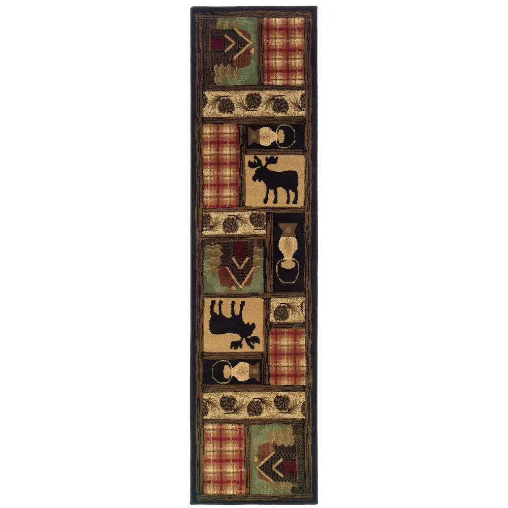 Hudson 1067A Brown/ Red Indoor Area Rug - 1'10