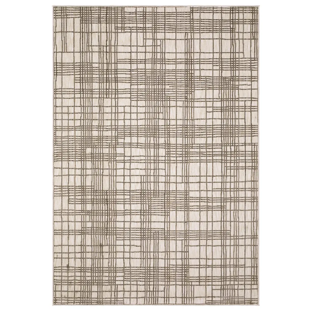 Hunter HNT01 Ivory/ Brown Indoor Area Rug - 9'10