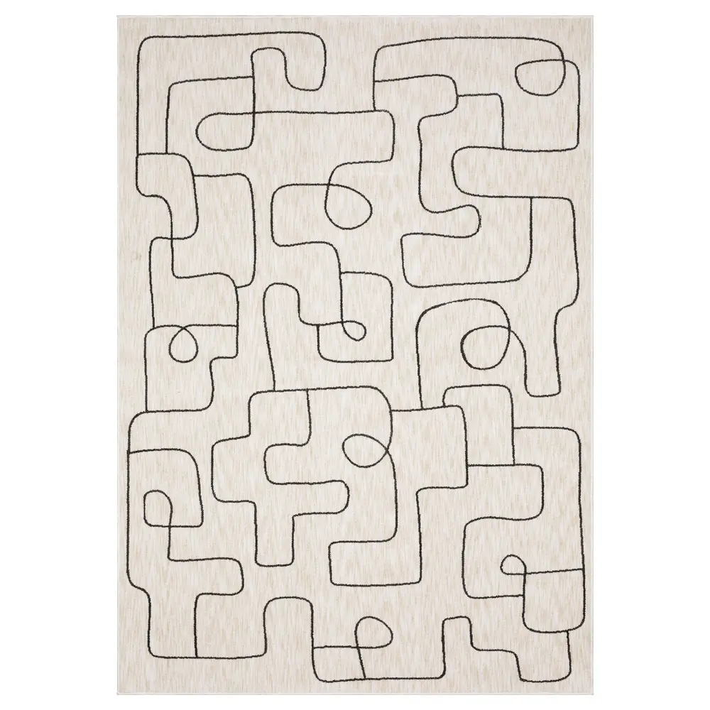 Hunter HNT06 Beige/ Black Indoor Area Rug - 7'10