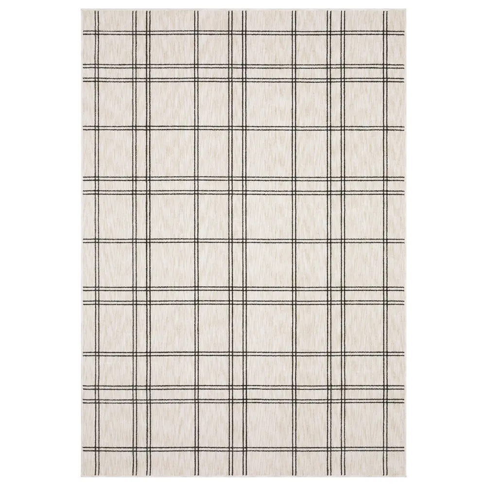 Hunter HNT07 Beige/ Black Indoor Area Rug - 6'7