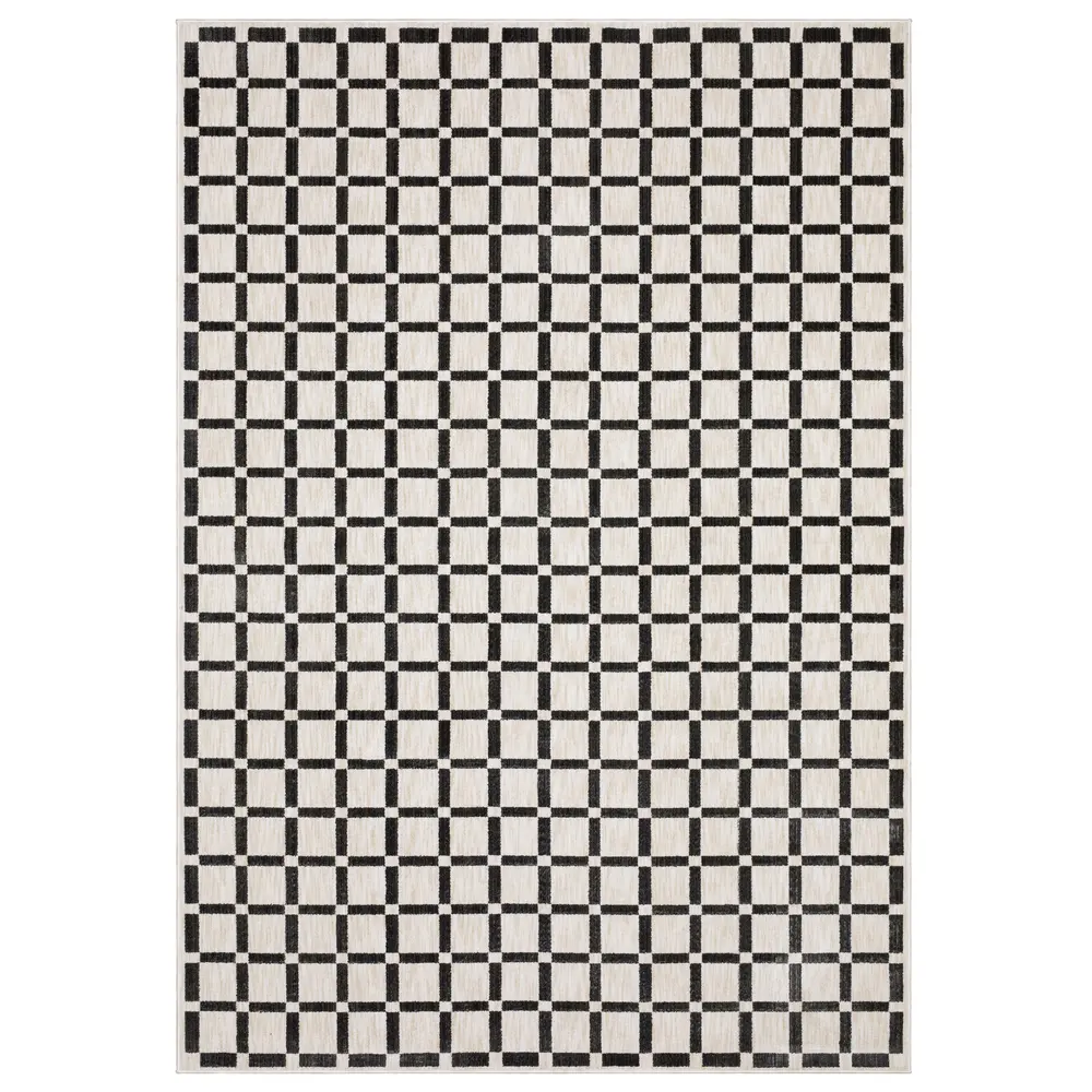 Hunter HNT08 Beige/ Black Indoor Area Rug - 3'3