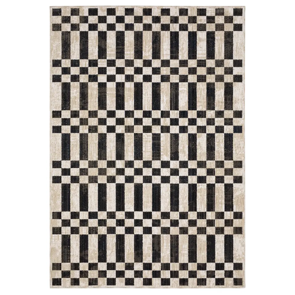 Hunter HNT10 Beige/ Black Indoor Area Rug - 5'3