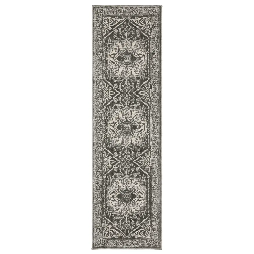 Intrigue INT04 Grey/ Ivory Indoor Area Rug - 2'3