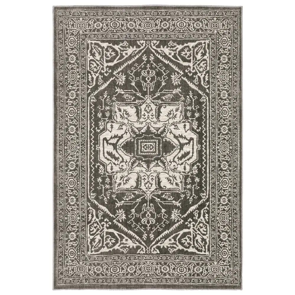 Intrigue INT04 Grey/ Ivory Indoor Area Rug - 3'10