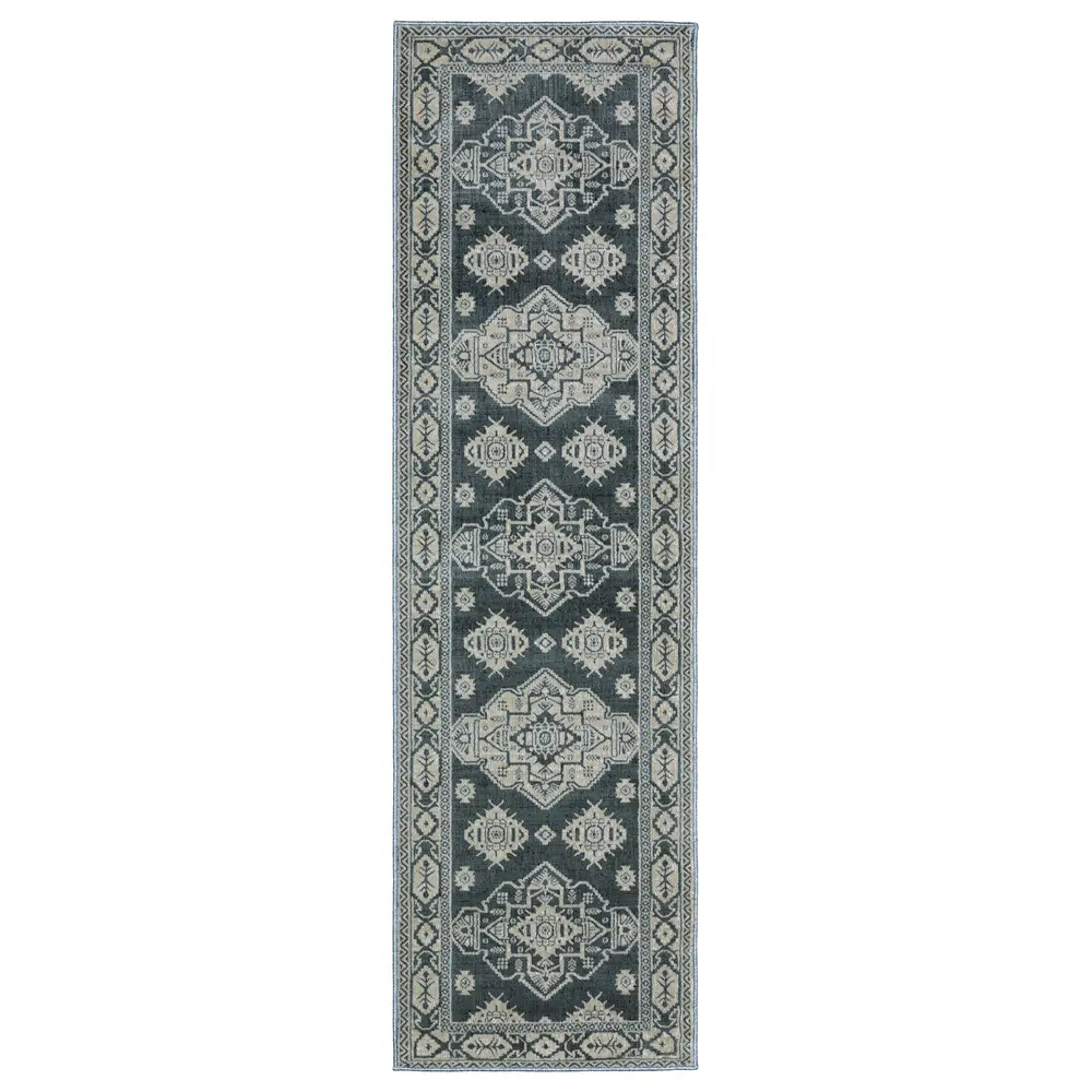 Intrigue INT05 Blue/ Grey Indoor Area Rug - 2'3
