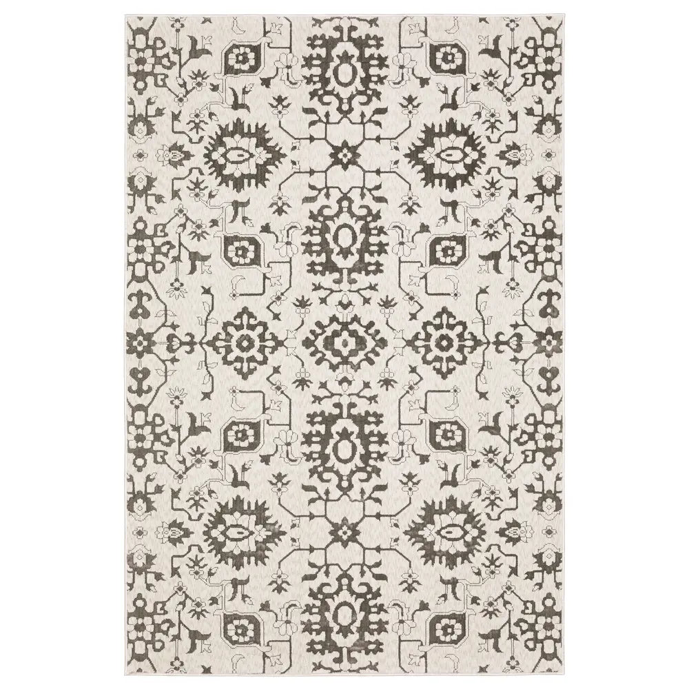 Intrigue INT08 Ivory/ Grey Indoor Area Rug - 5'3
