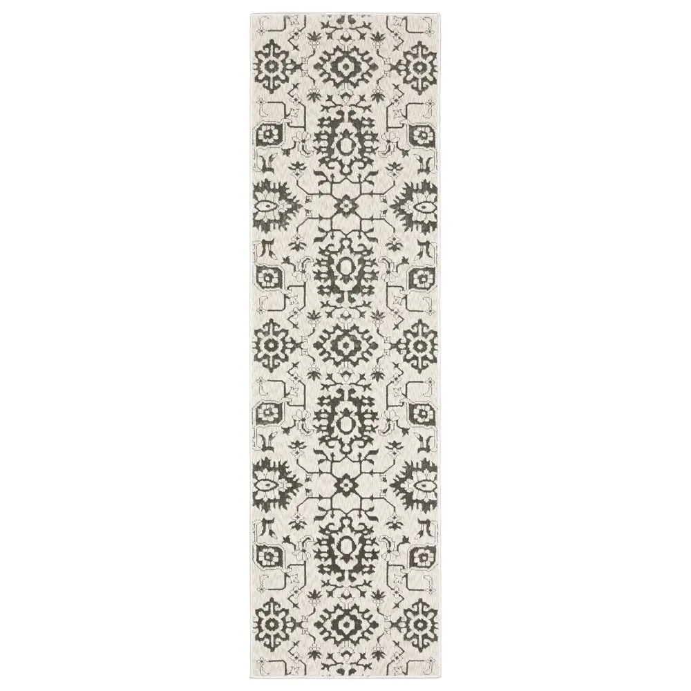 Intrigue INT08 Ivory/ Grey Indoor Area Rug - 2'3