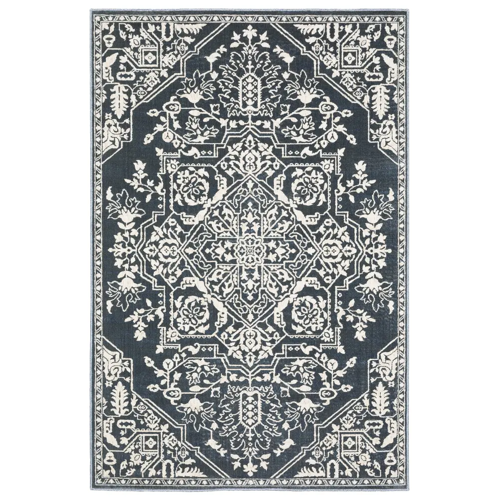 Intrigue INT10 Blue/ Ivory Indoor Area Rug - 6'7