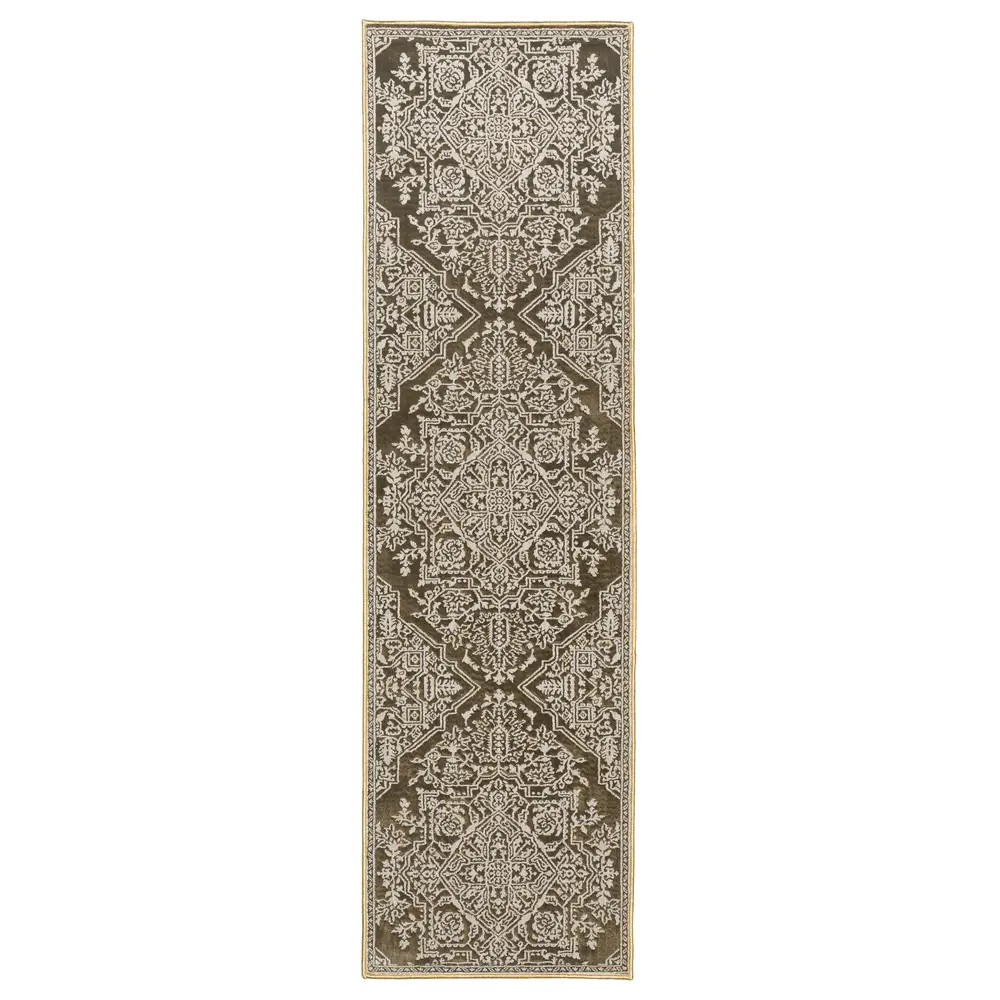 Intrigue INT11 Gold/ Beige Indoor Area Rug - 2'3
