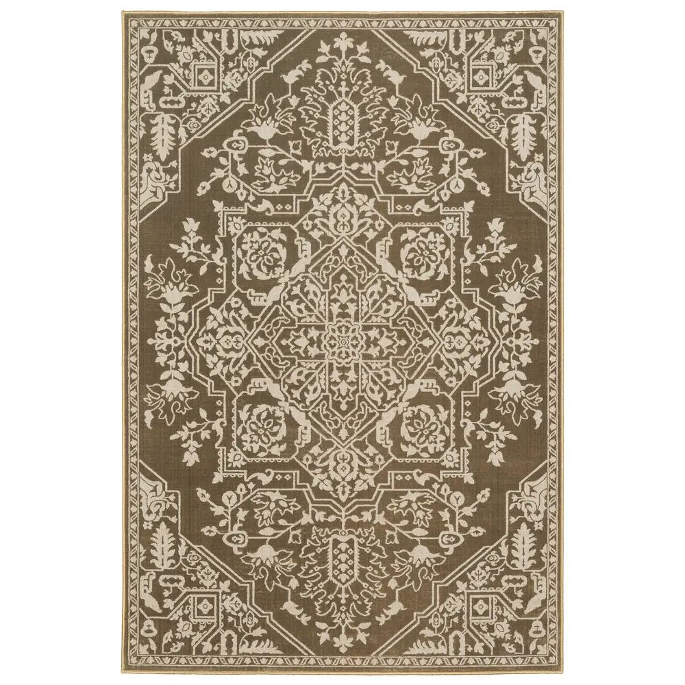 Intrigue INT11 Gold/ Beige Indoor Area Rug - 3'10