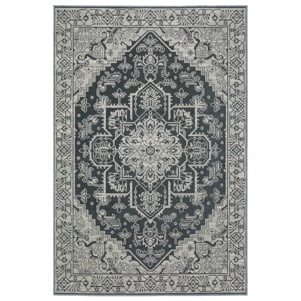 Intrigue INT07 Blue/ Grey Indoor Area Rug - 5'3