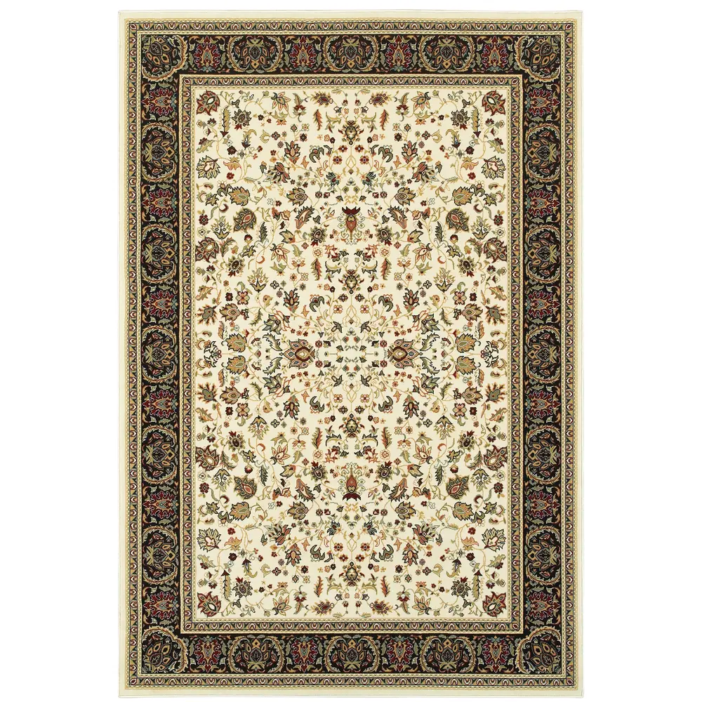 Kashan 108X1 Ivory/ Black Indoor Area Rug - 9'10