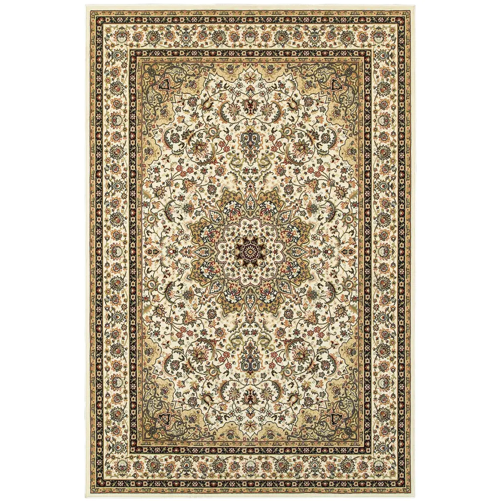 Kashan 119W1 Ivory/ Beige Indoor Area Rug - 1'10